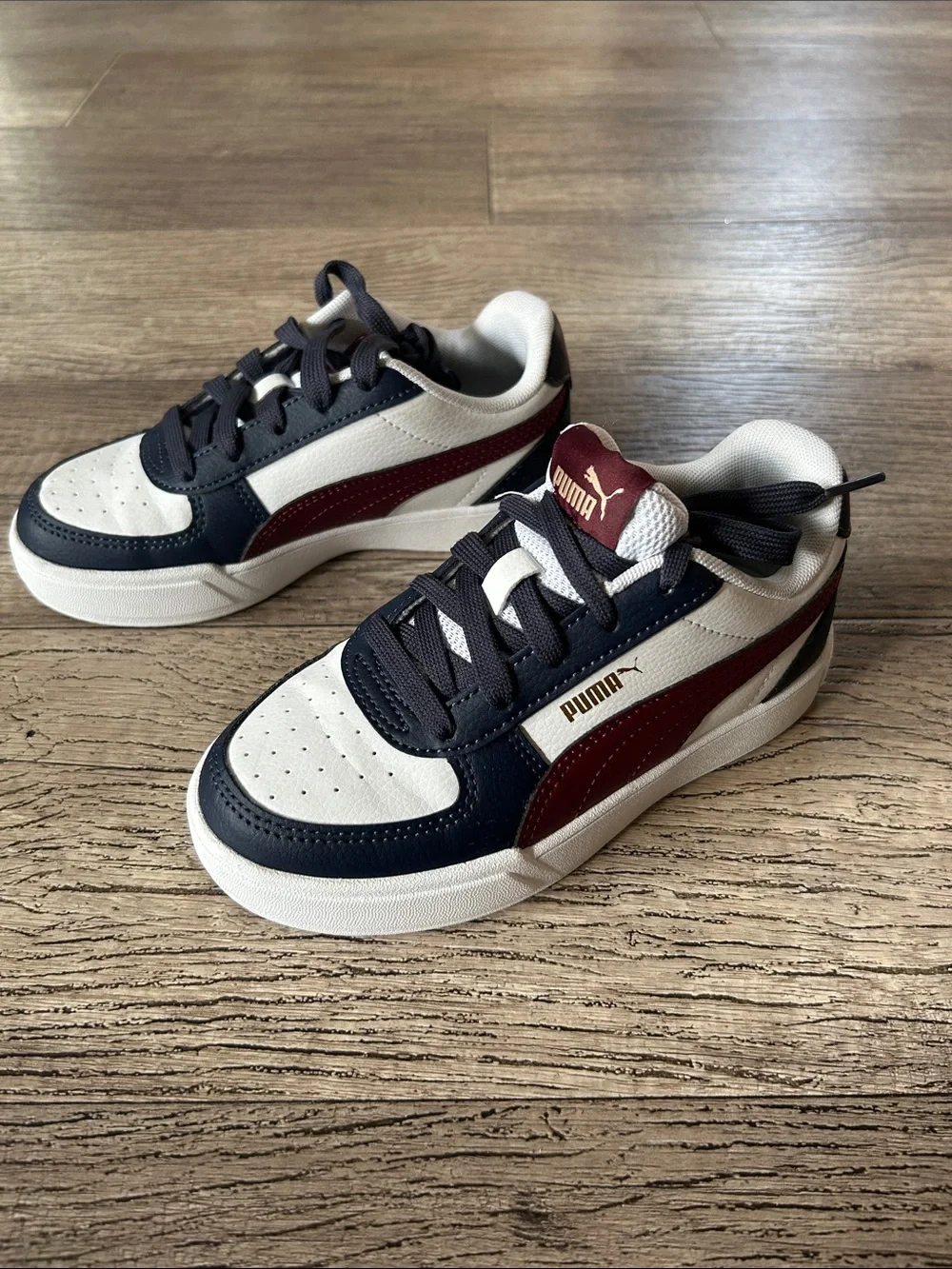 Puma Kids White Navy Burgundy Low-Top Sneakers